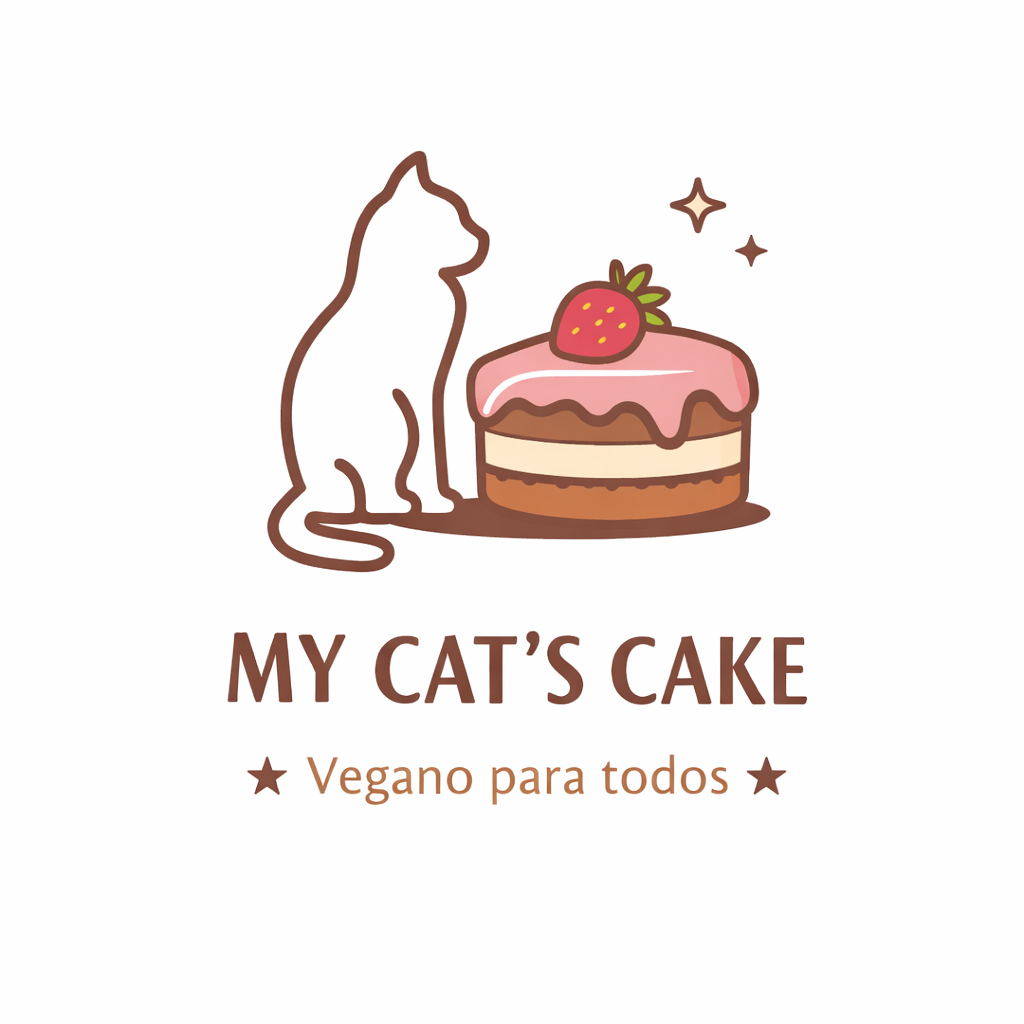 Icono de pastelería vegana My Cat’s Cake con galleta y cupcake artesanal